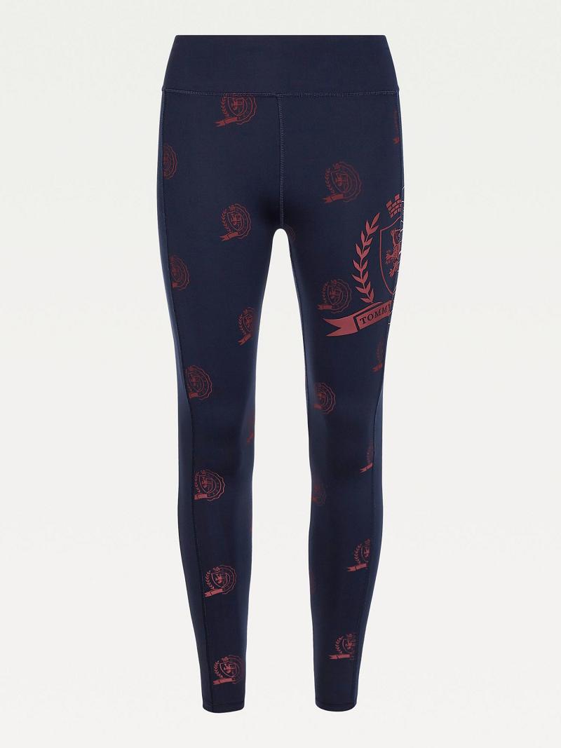 Női Tommy Hilfiger Icon Sueded Crests Legging Kék | HU 228LIS